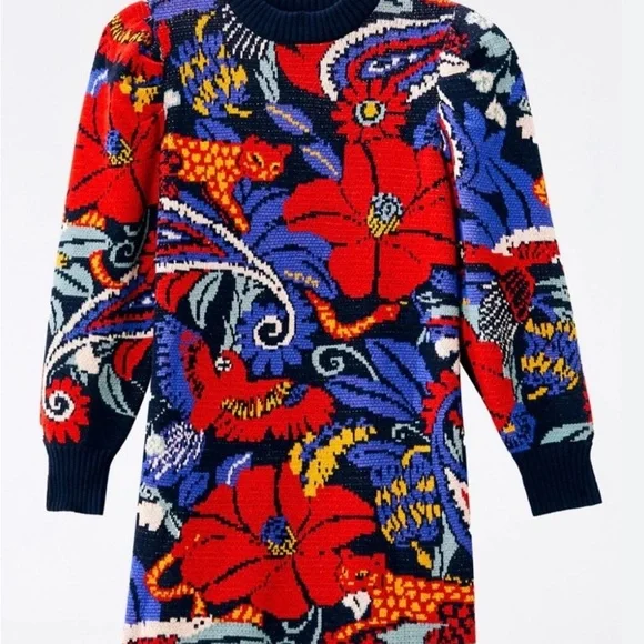 FARM Rio Colorful Floral Macaw Sweater Dress - Picture 5 of 12